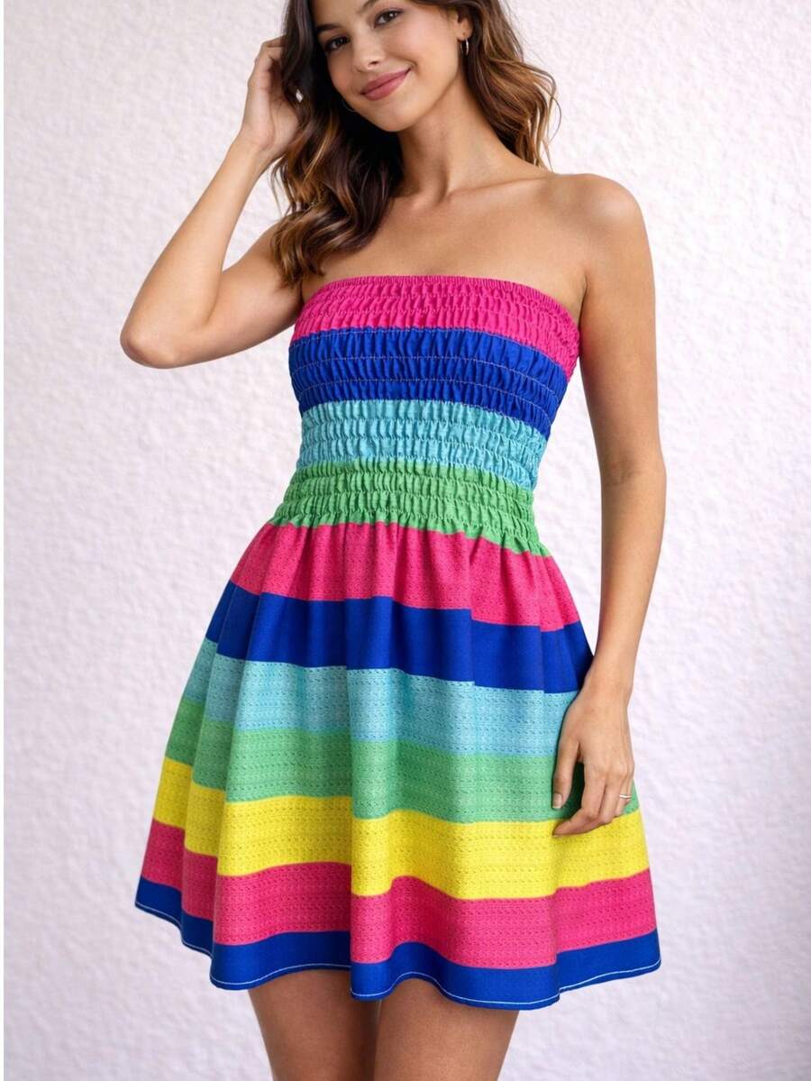 Colorful Printed Short Dress For Carnival And Summer  2026 - Nhiều màu - Xem 1