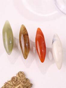 4件套复古不对称超大树脂戒指套装，彩色长椭圆形戒指，适合日常佩戴、派对和度假。 - 彩色 - 查看 9