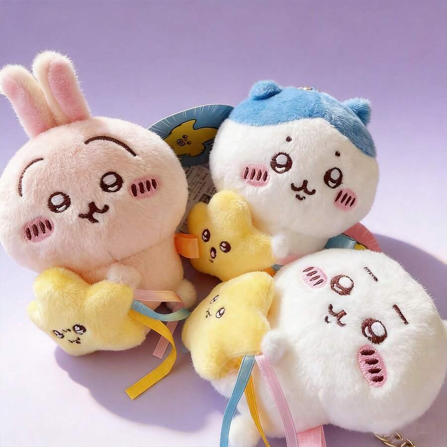 3Pcs-Chi-Ka-Wa Plush Doll Pendant Star Hugging Series Hachiware USAGI Cute Cartoon Keychain Hanging Keychain Plush Doll Accessories - 3件 - 查看 1