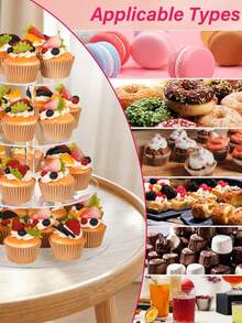 Round Acrylic Cake Display Stand, Multi-Tier Dessert Food Rack, Suitable For Wedding, Birthday Party Cake Stand, Cake Decoration, Cupcake Stand, Cake Decor, Cake Holder, Wedding Decor, Wedding Party Supplies, Wedding Decorations, Wedding Accessories, Wedding Cake Stand, Back To School - Clear - View 3