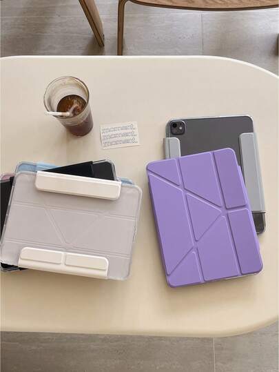 Solid Color Side Suction Detachable 3+Y Fold Suitable For IPad Mini 6 Tablet Case, IPad 2025 10th Gen (10.9 Inch), Minimalist New IPad Air 5 (10.9 Inch) Protective Cover, IPad Pro 2021 (11 Inch)