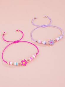 6件套铜镀锌合金向日葵雏菊吊坠可调节手链，适合女孩佩戴 - 彩色 - 查看 10