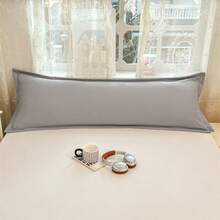 1 pieza Funda de almohada larga de unicolor, ultra suave, para pareja, funda interior de almohada extra larga doble, sin relleno, amigable con la piel, lavable y duradera, muy adecuada para dormitorio, dormitorio de estudiantes, hotel, uso familiar, lavable a máquina, poliéster transpirable, cómoda en todas las estaciones, múltiples opciones de tamaño, decoración de almohada, decoración de habitación - Gris - Ver 3