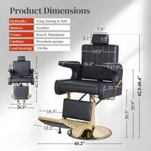 Barber Chair Salon Styling Chair, Heavy Duty Hydraulic Hair Chair For Hair Stylist For Home, Leather Salon Chairs With Eclining Backrest & Base, Professional Salon Chairs For Hair Stylist For Salon Beauty - Vàng - Xem 3