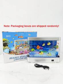 LED Dynamic Aquarium, Mini Fish Tank With Tropical Decor Lights, Moving Fish, Sensory Lamp, Wall Mount Display, Ocean Scene Decoration Lights, Suitable For Bedroom, Living Room, Office, Aquarium Decor, Office Relaxation, Marine Theme Lighting, Switch Control - Multicolor - View 12