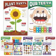18 Educational Posters For Preschoolers Toddler Boho Learning Poster For Kids Ages 1-6 ABC Chart, Numbers,Colors, Shapes, Days Of The Week, Homeschool And Classroom Decor Preschool Classroom Must Haves - 彩色 - 查看 4