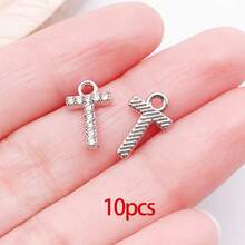 10/26pcs Rhinestones A-Z Alphabet Letter Charms Glitter Crystal Letter Beads For DIY Bracelet Necklace Earrings Choker Craft - Silver - View 9
