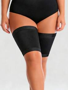 2pcs Women Anti-Chafing Thigh Bands, High Elasticity Silicone Anti-Friction Leg Protectors - Black - View 5