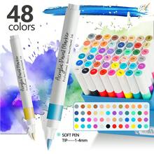 12-120 colores Bolígrafos de marcador líquido de acrílico de moda, diseño de punta de pincel suave personalizado, tinta de colores, adecuado para caligrafía, pintura y colorear, pincel de acuarela - Útiles escolares esenciales para la temporada de regreso a clases - Conjuntos - Ver 18