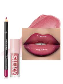 Pudaier 二合一唇部套装：滋养唇线笔和唇彩 | 持久不晕染，通用色号 | 理想的情人节礼物 - 08+13 - 查看 4