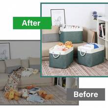 Large Storage Baskets For Shelves 3 Pack Fabric Storage Bins For Organizing Linen Collapsible Organizer For Closet-Deep Gre1en - DeepGre1en - 查看 7