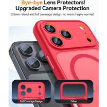Magnetic For IPhone 17 Pro Max Case(6.9"), Upgraded [Full Camera Protection] [Compatible With Magsafe] [Translucent Matte] Shockproof Protective Phone Case, Orange - Red - View 4
