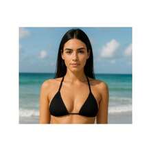 BIQUINI FITINHA AJUSTAVEL  SEXY ELEGANTE MODA FEMININA VERÃO  Praia  Casual  Fofo  elegante  Sensual    Tecido revestido    BIQUINI  Praia  Feriado  Férias    VERÃO - PRETO+PRETO - Visão 3