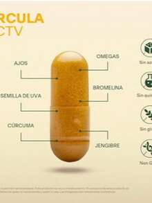 VITAL BOTANICS - Active Circulation - Omega 3, 6 y 9, Vitamina C, Ajo, Bromelina, Cúrcuma, Jengibre, Uva - Multivitamínico - 200 Cápsulas De 500 Mg - 6 Meses Suplemento - Libre De Gluten Y Aditivos - Caqui - Ver 3