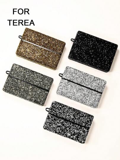 1pc 720° Luxury Sparkling Crystal Electronic Cigarette Case, Handcrafted With Approximately 9,000-9,300 Crystals, Designed For TEREA Luxury Sparkling Crystal Heated Tobacco Stick Storage Case, Portable With Hanging Hole, Available In 7 Colors, Ideal As A Holiday Gift