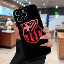 FCB Logo Inspired Phone Case Compatible With  12, 13, 14, 15 Pro,  14 Plus,  15, 16 Pro Max,  17,  17 Pro,  17 Pro Max, And  17 Air. Made Of TPU Material, Anti-Slip And Drop-Resistant, With Classic Straight Edges And A Slightly Frosted Feel. A Great Gift For Yourself, Family, Friends, Lovers, And Boyfriends. - 黑色LB33 - 查看 2
