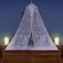 Oaoleer 1PC Canopy For Girls Bed With Pre-Glued Glow In The Dark Stars - Princess Mosquito Net Room Decor,Bed Canopy For Girls With Glowing Stars - Canopy Bed Curtains | Fits Single, Twin, Full, Queen Size Kids - Princess Bed Canopy - Multicolor - View 11