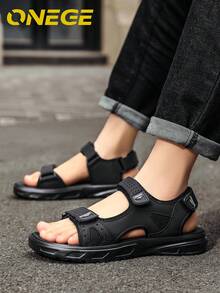 1双男士透气沙滩鞋，新款运动耐磨夏季防滑时尚鞋，简约驾驶休闲凉鞋 - 黑色 - 查看 13