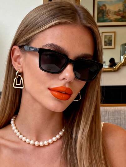 1 Pair Unisex Square Frame Black Glasses, Suitable For Elegant Attire, Travel, Sports, Driving, Holiday Outfits, Beach, Music Festivals, Outings, Summer Accessories, Vacation, Family Outings, Golf, Hiking, Street Style Accessories, Sports, Parties, Outdoor Activities, Street Style, Fishing, Holidays, Vacation