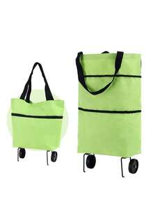 二合一可折叠购物车，带轮子，轻便可折叠，配有可重复使用的购物袋，大容量旅行包，防水手推车包，男女通用，适合购物、旅行、露营、居家和户外活动，旅行必备配件 - 彩色 - 查看 16