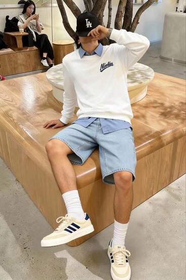 Open Phase STONE DISTRICT 男士复古阔腿牛仔短裤，春夏款