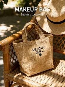 Prada Casual Versatile Tote Bag, Travel Canvas Bag, Storage Pouch - Apricot - View 1
