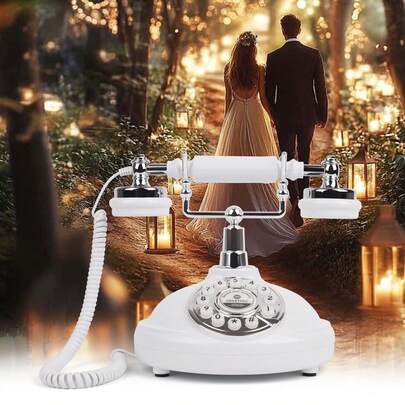 畅销复古有线电话，快速发货，全新设计复古风格座机电话，可收集祝福，古董电话婚礼装饰，高品质复古留言簿，语音信箱，适用于婚礼、生日、毕业典礼、成人礼、退休派对等场合