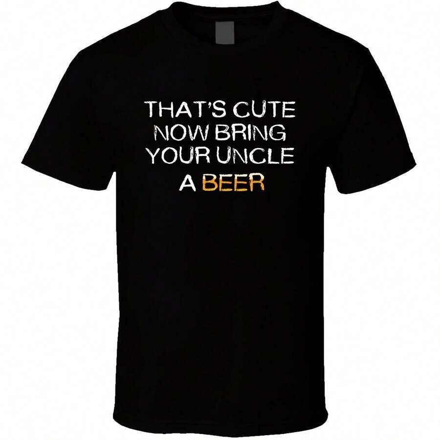 Camiseta divertida de tío que es linda ahora tráele una cerveza a tu tío camiseta de regalo camisetas geniales regalo de cerveza para tío camiseta de fiesta camiseta de cerveza de tío camiseta nueva - Negro 2 - Ver 1