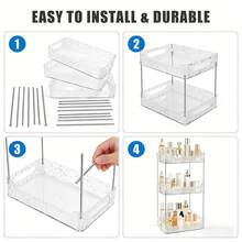 2/3 étages Organisateur de vanité de salle de bain, boîte de rangement multi-couches pour cosmétiques, parfums, produits de beauté, soins de la peau, plateau de coiffeuse de chambre, étagère à épices de cuisine, rectangulaire - Multicolore - Voir 7