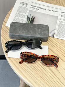 2PCS Women's Retro Casual Basic Oval Lightweight Polycarbonate Frame Fashion Glasses For Everyday Outfit Pairings With Glasses Box - Multicolor - View 14