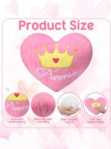 Almofada em Forma de Coração Rosa Recheada de Pelúcia, Almofada em Forma de Coração de Veludo Princesa para o Dia das Mães, Presente Comemorativo do Dia das Mães, Decoração para Quarto, Sala de Estar, Cama, Sofá, Mesa de Centro - Rosa chiclete - Visão 4
