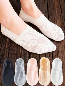 Lace Boat Socks Non Slip Heel Breathable Low Cut Invisible Ankle Socks Women Summer Thin Casual Socks - Multicolor - View 2