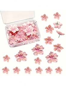 15枚花卉图案图钉，可爱卡通树脂桃花3D图钉，适用于软木板、照片墙、地图、学习用品、节日装饰 - 套裝 - 查看 12
