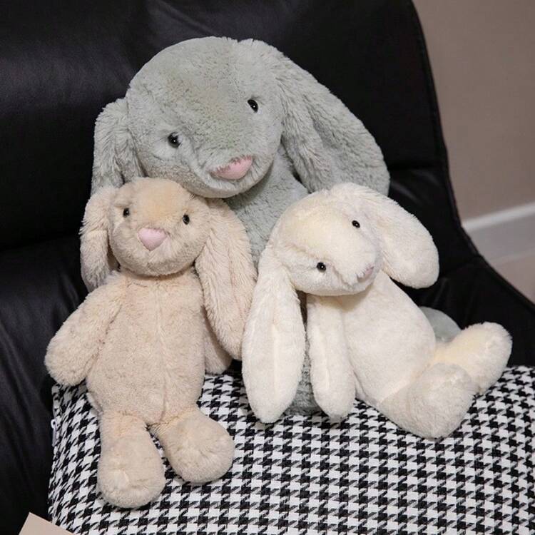 1PC 8in/12.5in Kids Kawaii Long Ear Bunny Plush Toy, Super Soft Stuffed Rabbit Doll For Kids & Toddlers, Cute Fluffy Cuddling Companion For Room Decor & Birthday Gift - Multicolor - View 1