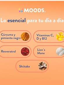 Moods | Multivitamínico Natural - Adaptógeno Melena de León y Shiitake - Zinc y Resveratrol - Vitaminas C, D, B12-60 Cápsulas Veganas - Shields Up! - Immune - Naranja Coral - Ver 3