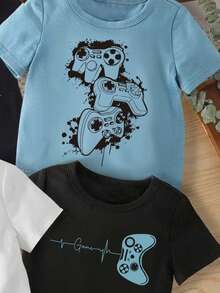 Áo thun ngắn tay cho bé trai in hình tay cầm chơi game. - Nhiều màu - Xem 5