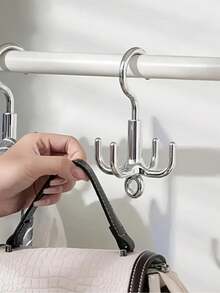 360-Degree Rotating Hook, Multifunctional Four-Claw Wardrobe Bag Hook, Four-Claw Tie Hook, Belt Storage Rack - Multicolor - View 2