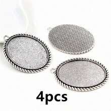 4pcs Pendant Cabochons Blank Base Setting Fit 30x40mm Oval Bezel Tray DIY Jewelry Making Accessories Findings - 30x40mm - View 9