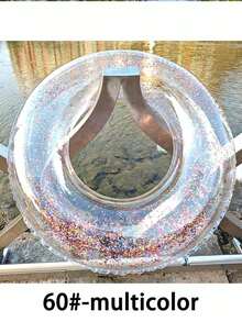 1pc Transparent Sequin Inflatable Swimming Ring, Thick PVC Crystal Swimming Ring Armpit Float, Adult Transparent Cute Underarm Thick Circle Large Buoyancy Swim Ring,Lightweight And Portable - Clear - View 28