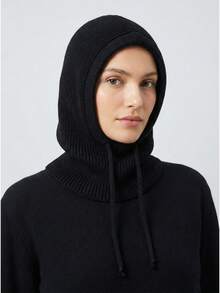 1pc Unisex Knitted Balaclava, Warm Neck & Face Covering - Flat-angle Khaki - View 3