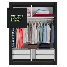 Ropero Madesa Dalas Plus 2 Puertas Corredizas 4 Cajones Color Negro y Blanco - Negro y Blanco - Ver 7