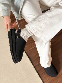 Lightweight Versatile New Autumn Thick Sole Slip-On Loafers - Black - View 6