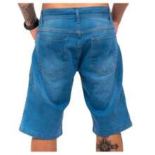 Bermuda Jeans Masculina lisa preta meida escura claro - Azul bebê - Visão 2