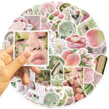 50张水彩贴纸，日记贴纸，可爱粉彩贴纸，花朵贴纸，防水乙烯基贴纸，适用于水瓶、电脑、笔记本电脑、手机、行李箱、笔记本、冰箱等。 - T - 查看 3