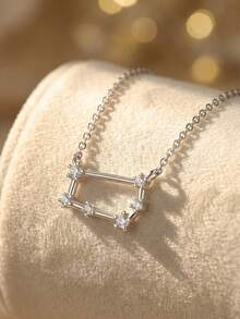 1pc 925 Sterling Silver 12 Zodiac Sign Pendant Necklace, Elegant Jewelry Gift For Women, Girls Birthday Party - Silver - View 9