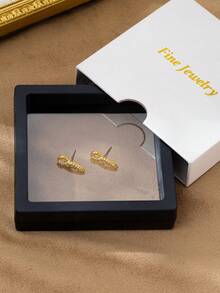 1对 2026新款 跨境字母数字图案时尚圈形耳环，几何数字耳钉 - 數位文字精美耳環 - 查看 3