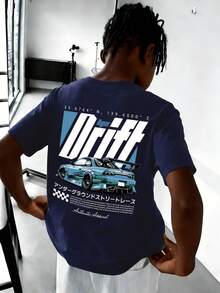 男童休闲印花圆领短袖T恤，夏季上衣 - 藏蓝色 - 查看 9