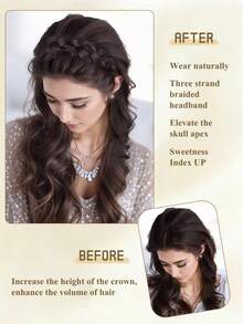 Fishbone Braid Hairband Women Fake Hair Headband One Piece Braided Hair Clip Head Wrap Hair Accessories - Multicolor - View 3