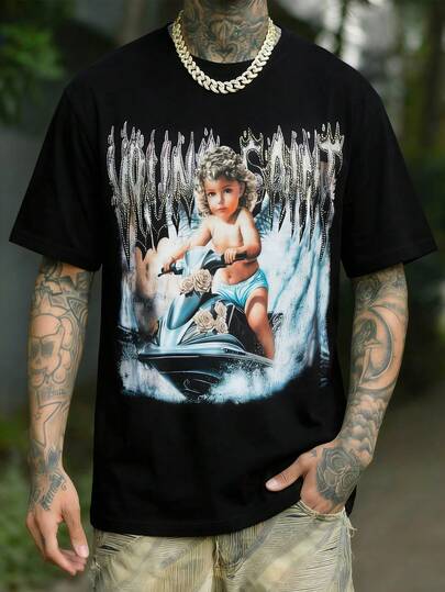 Men's Casual Versatile Minimalist Printed Short Sleeve T-Shirt