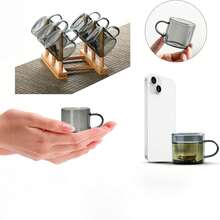 12/6/4/2 Pcs Set Glass Espresso Cups With Handles, Suitable For Serving Hot/Iced Latte, Tea, Espresso Lovers, Gatherings, Microwave - Smoky Gray - View 7